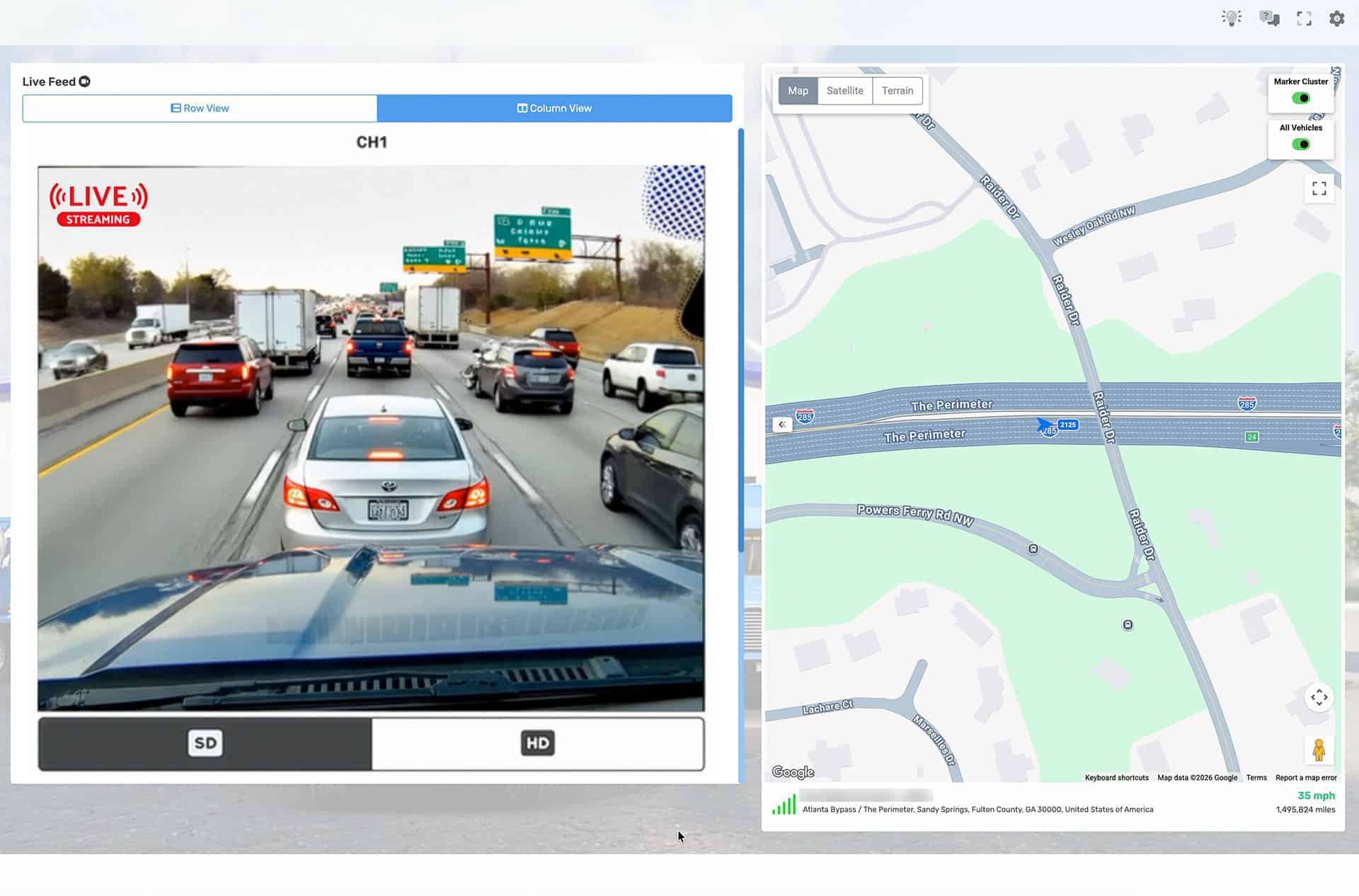 dash camera with live streaming view